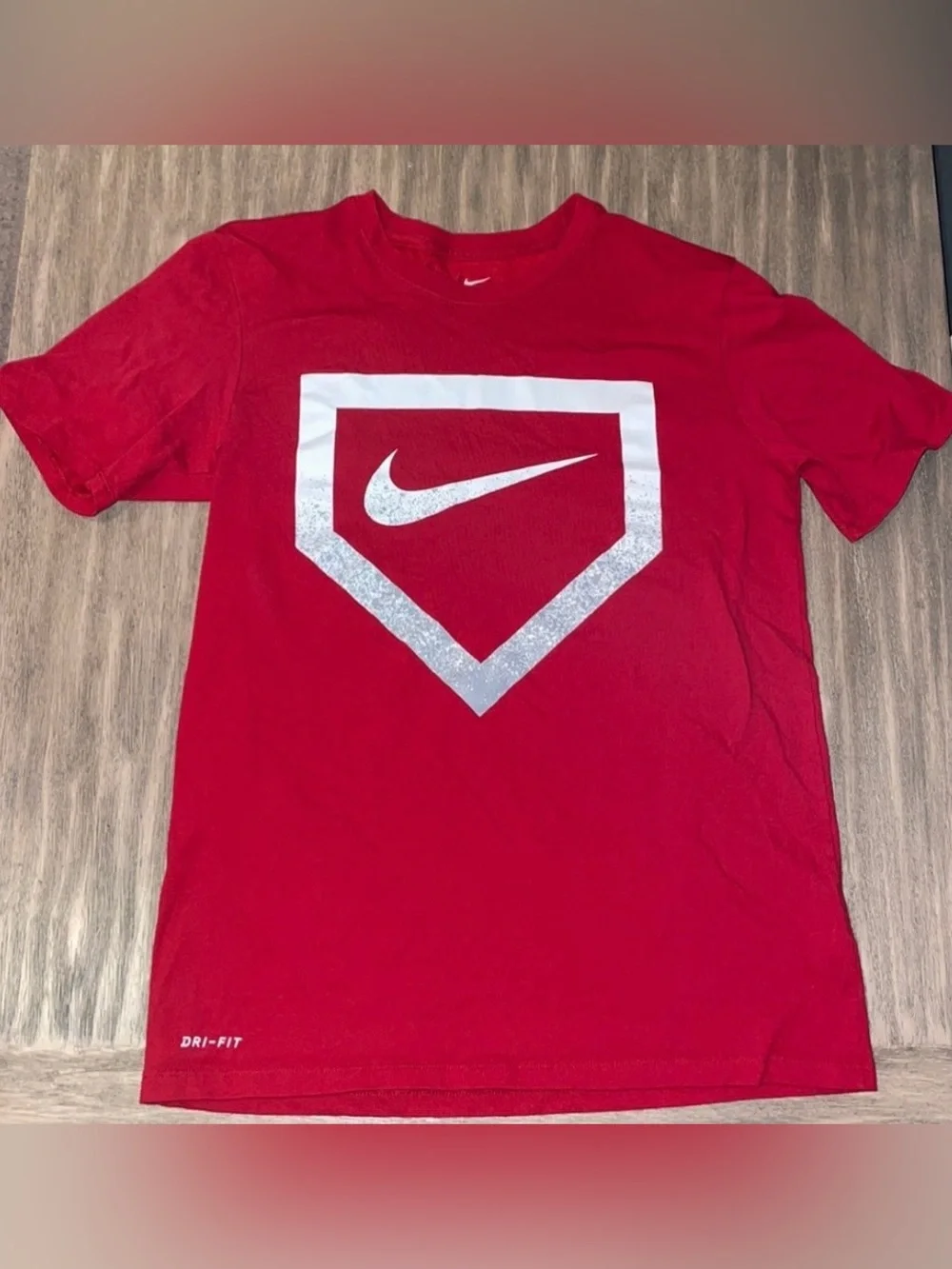 Nike Red Short Sleeve Tee with White Shield Logo